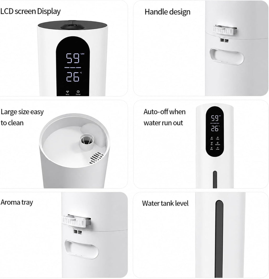 Air Humidifier 7.5L Large Capacity, Top Fill, Touch Screen & Remote Control, Quiet Ultrasonic Cool Mist for Bedroom