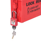 Lockout Tagout Box Portable Loto Group Lock Box, 12 Padlock Capacity, Red
