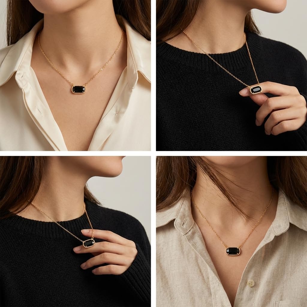 Birthstone Golden Plated Preppy Oval Stone Necklace Trendy Pendant Necklaces Birthday Gifts for Women Mom Wife Friends