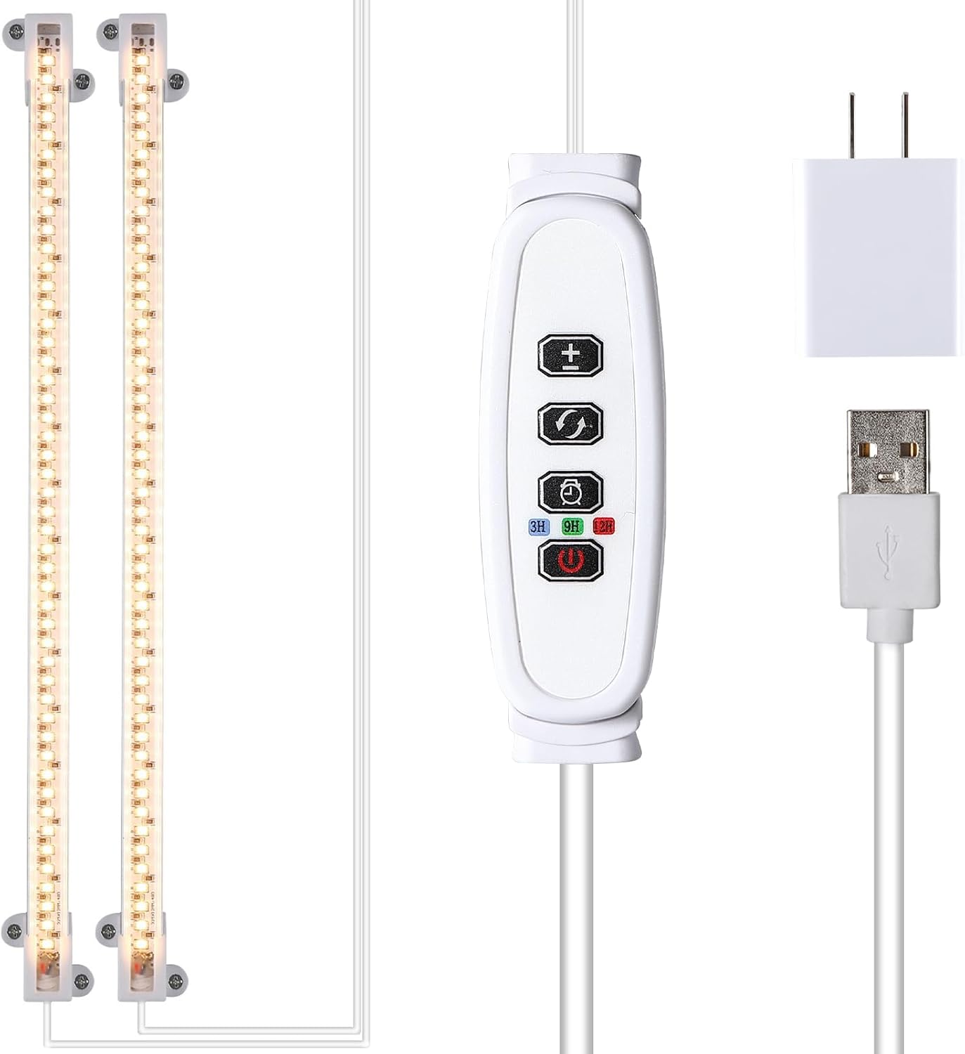 LED Grow Light Strips, 13 Inches Grow Lights for Indoor Plants Full Spectrum 3500K, 96 LEDs Plant Light with 3/9/12H