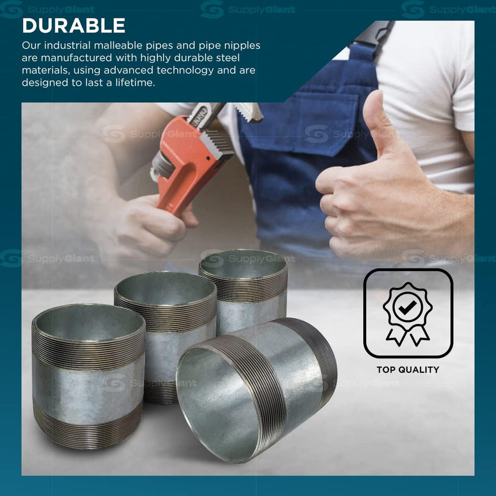 Supply Giant OQHM8080 Nipple Pipe Fitting, 6 in. x 6 in, Galvanized Steel