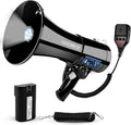 Megaphone Bullhorn 50W Speaker w Bluetooth LED Siren Handheld Mic Adjustable Volume Shoulder Strap Loud Clear Audio