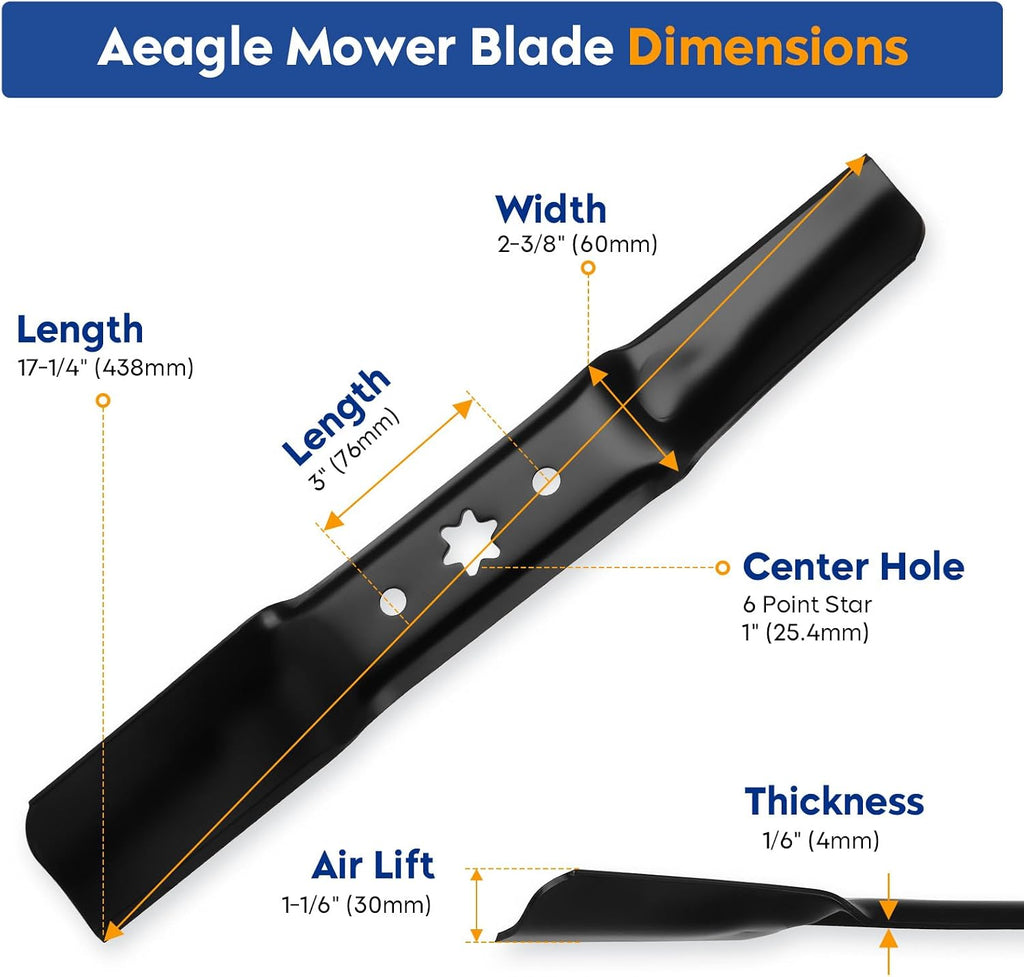 Aeagle 942-05052A Mower Blades for Cub Cadet ZT1 ZT2 Ultima Zero Turn XT1 XT2 Enduro Series LT50 GT50 RZT50 RZT-L34 50'' Deck Lawn Tractor Replaces 742-05052A, High Lift, 6 Point Star, 3 Pack (Black)