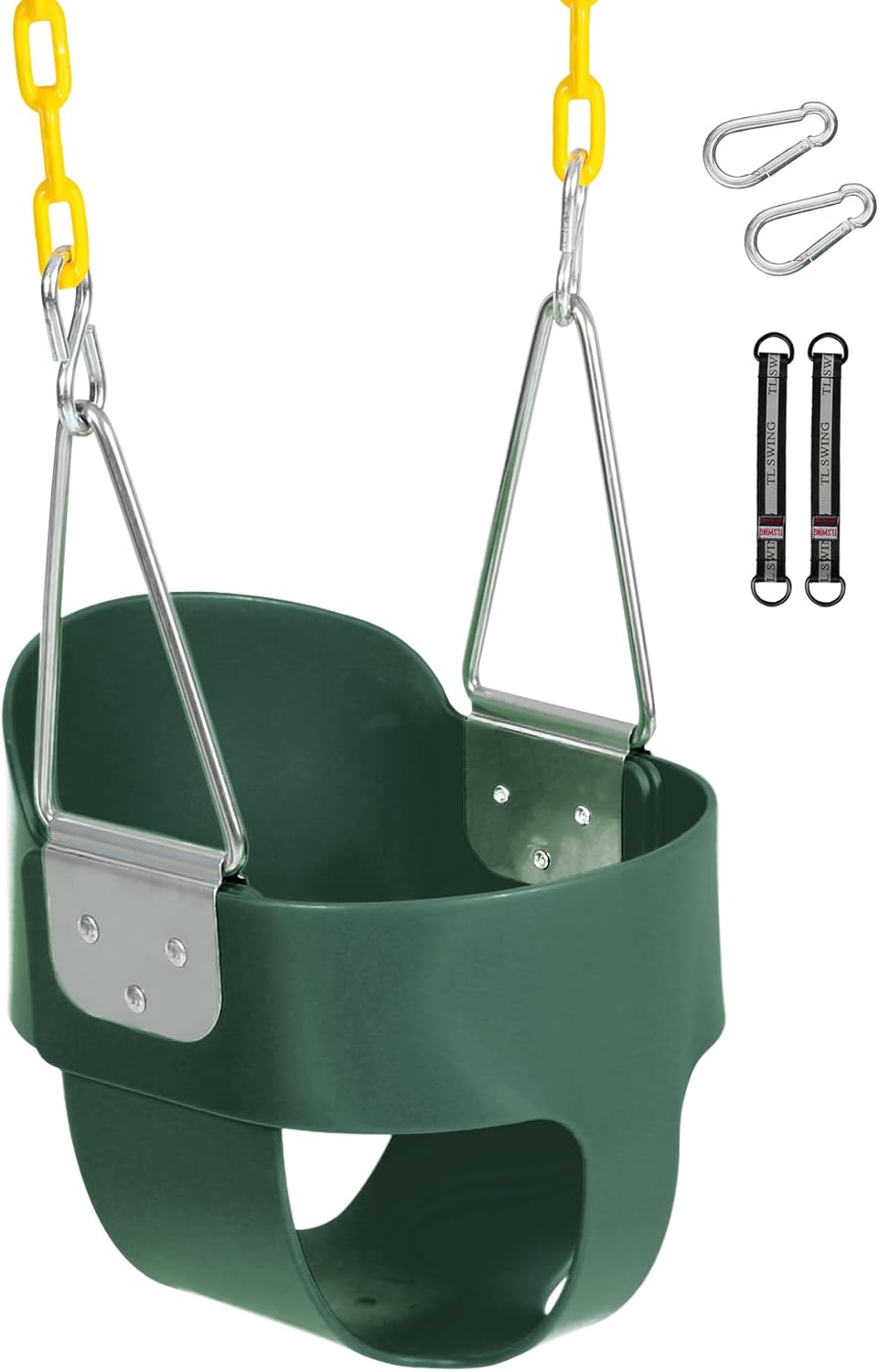 Toddler Swing Seat with Coated Chains, Heavy Duty Kids High Back Bucket Swings with Tree Straps and Hooks for