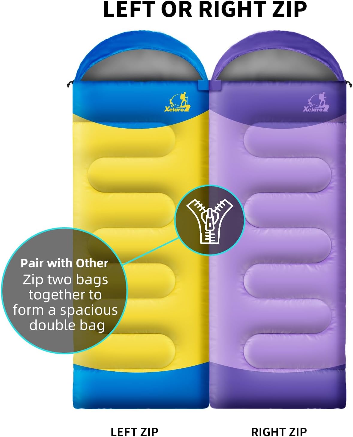 Sleeping Bags for Adults Kids - 3 Season Cold&Warm Weather Waterproof Camping Sleeping Bag - Lightweight Sleeping