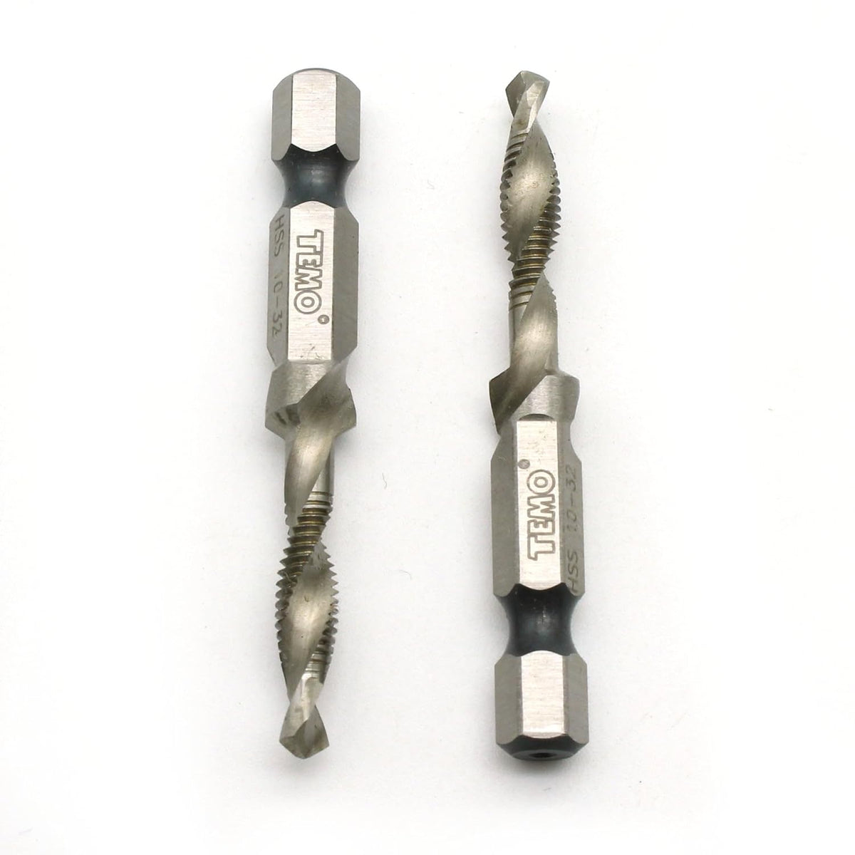 TEMO 2p M2 HSS 10-32 Combination Drill and Tap Deburr Countersink Hex Bit