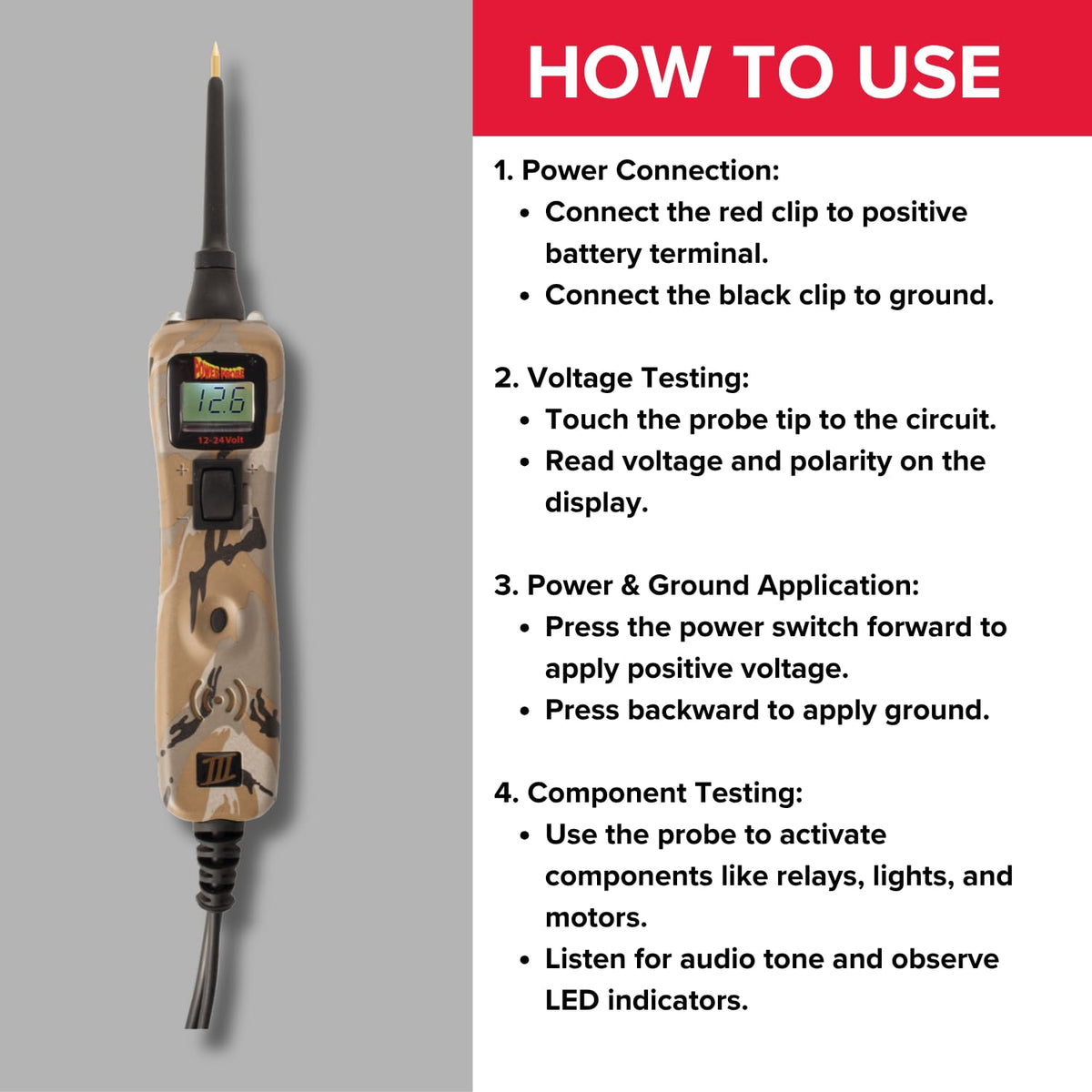 Power Probe 3 Circuit Tester, Supplies Power & Ground (PP3CSCAMO)