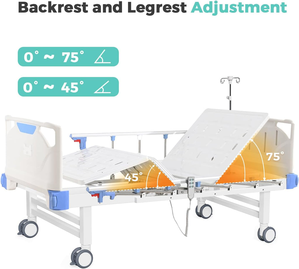 Full Electric Hospital Bed with Memory Mattress, Medical Bed, 550LBS