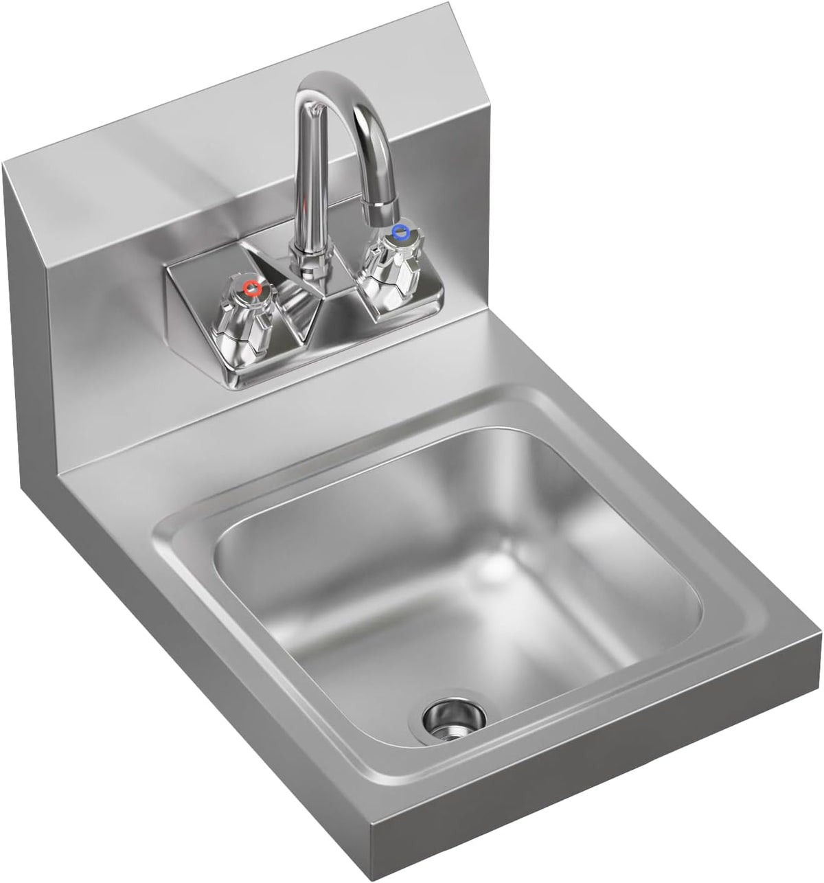 Stainless Steel Wall Mount Hand Sink | NSF | Commercial Hand Washing Basin For Restaurant, Kitchen and Home (12" x 16")