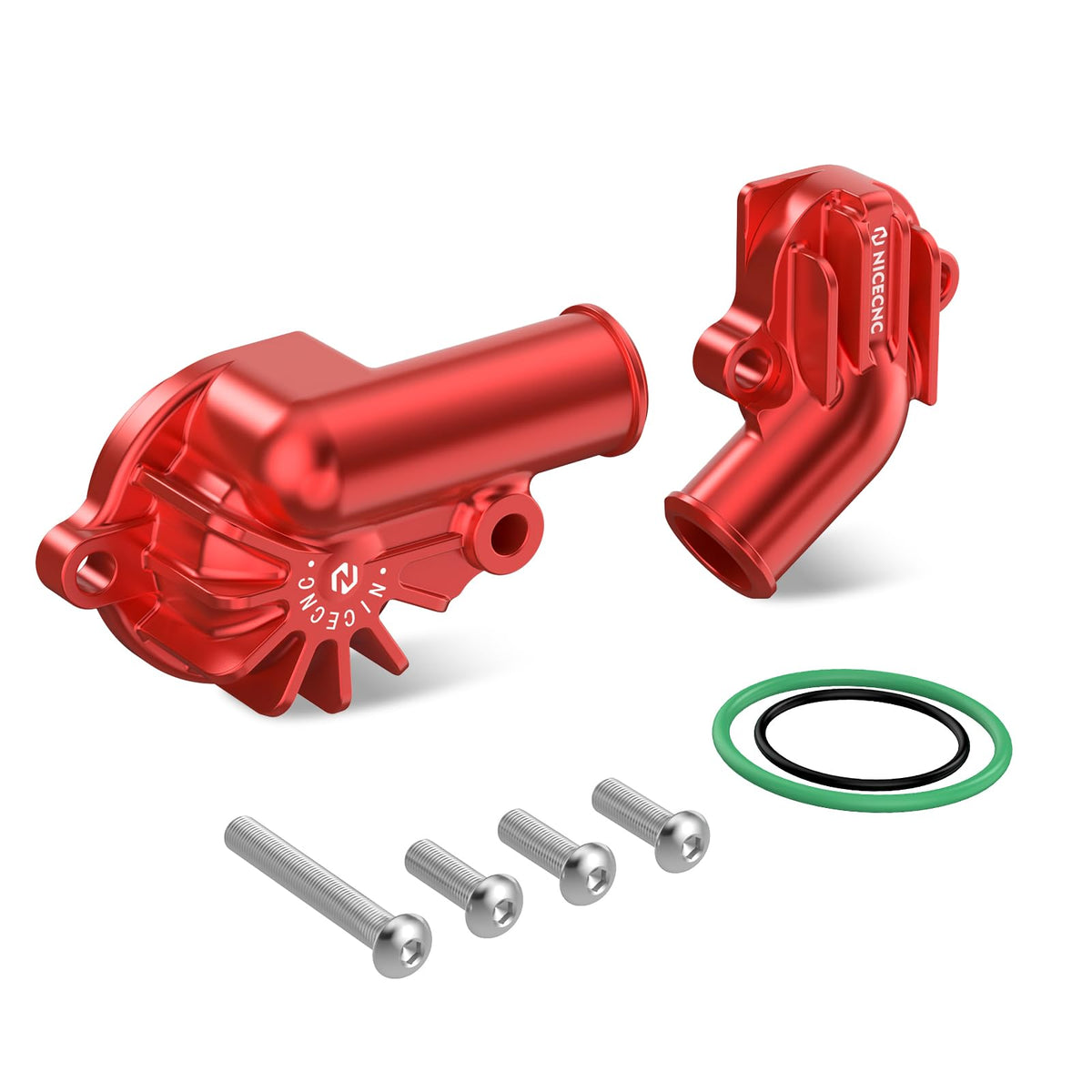 NICECNC Water Pump Inlet Outlet Cover Kit, Red