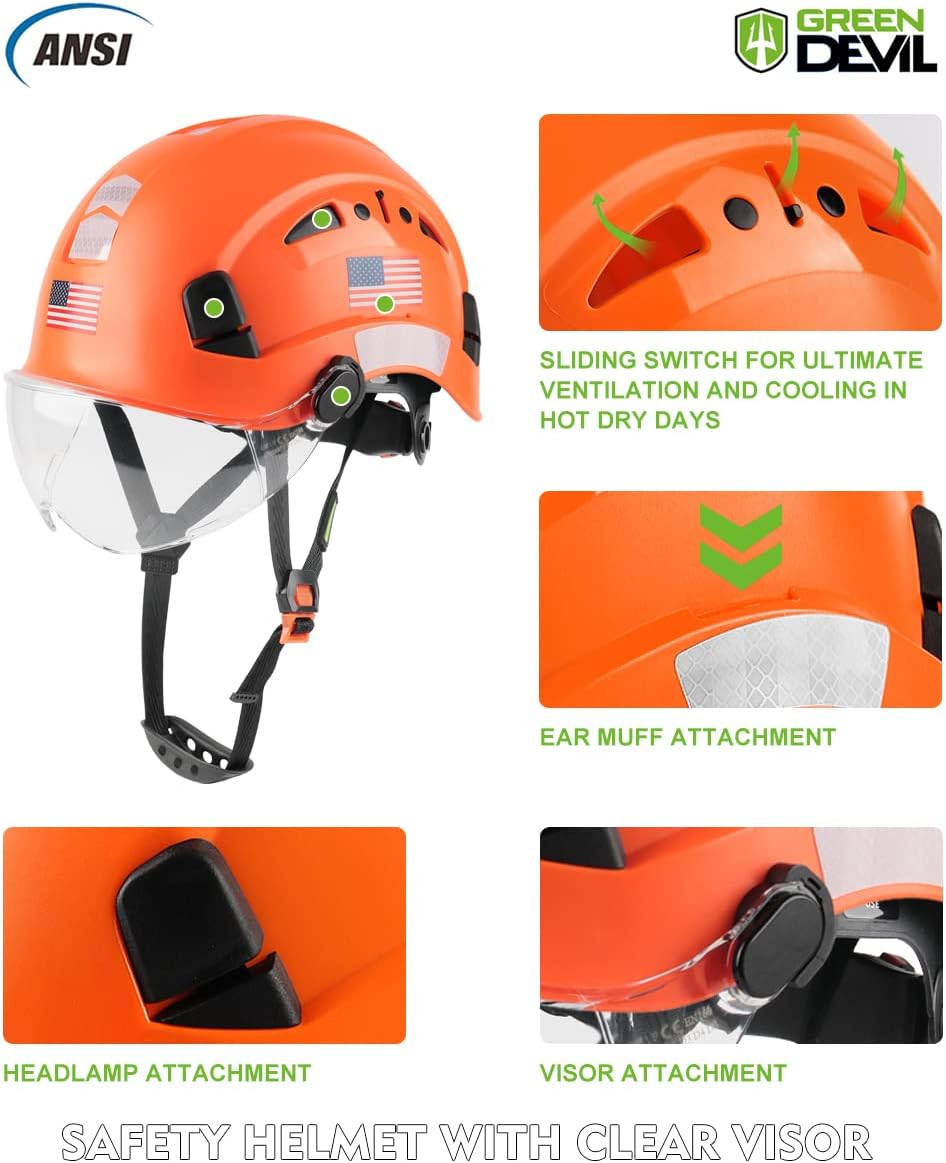 Construction Safety Work Helmet Vented Men Hard Hat with Visor