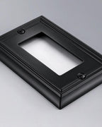 ZILLSEA Switch Plates Outlet Covers, 4-Pack Metal Wall Plates, Black Finish