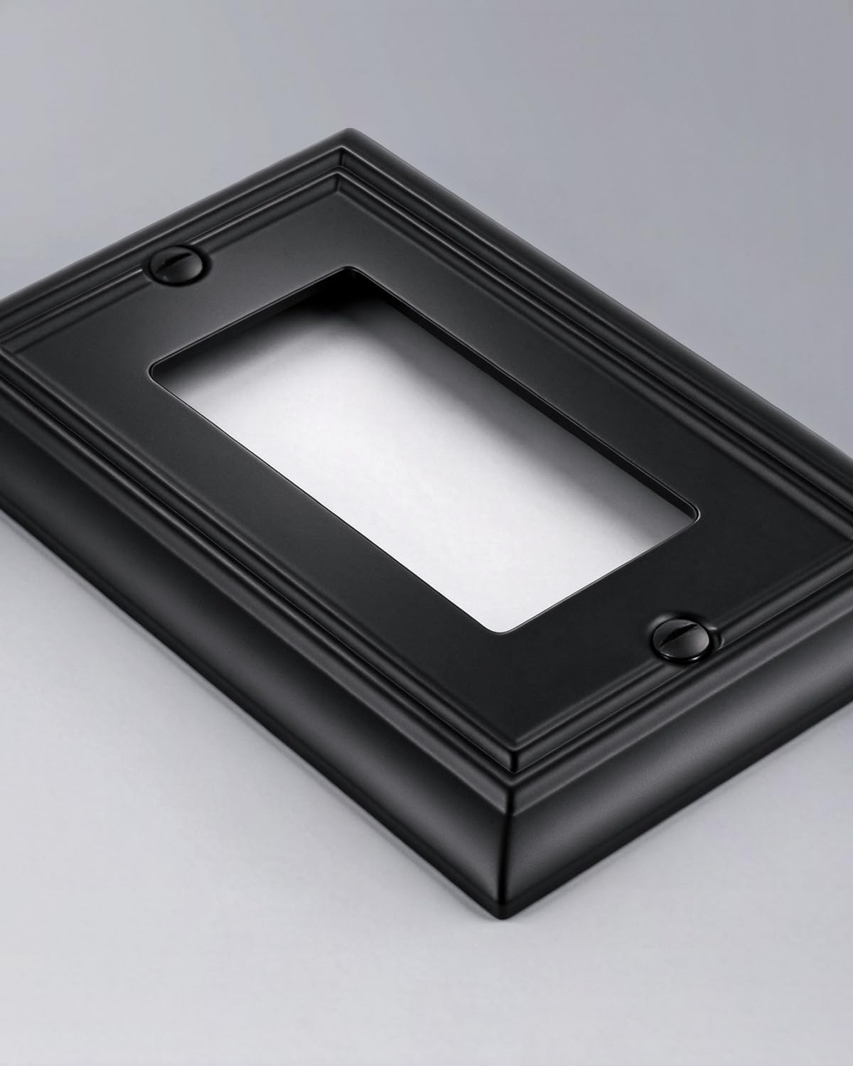 ZILLSEA Switch Plates Outlet Covers, 4-Pack Metal Wall Plates, Black Finish