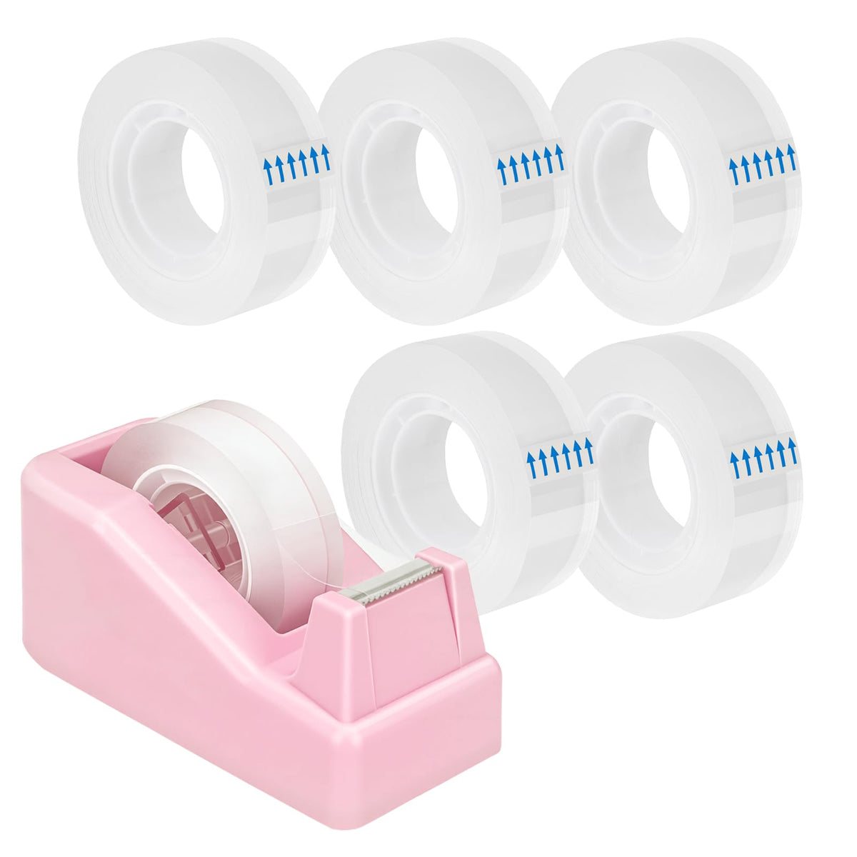 Lightweight Desktop Tape Dispenser, 6 Rolls Tape, 1-Inch Core