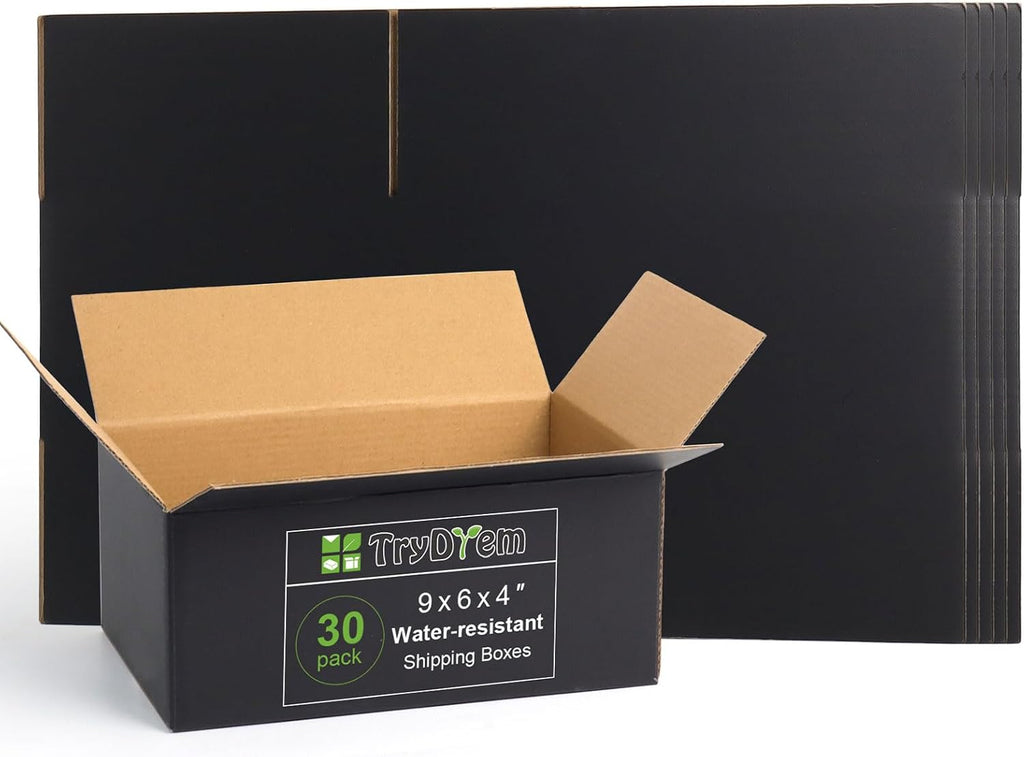9x6x4 Inch Medium Shipping Boxes 30 Pack, Black Corrugated Cardboard Box, Mailing Packaging Boxes for Small Business