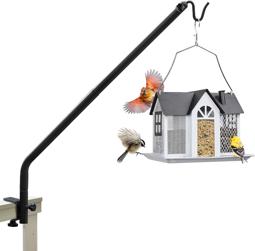 Heavy Duty Deck Hook, 27"-39" Adjustable Metal Deck Railing Hooks for Hanging Bird Feeders, Planters, Suet Baskets