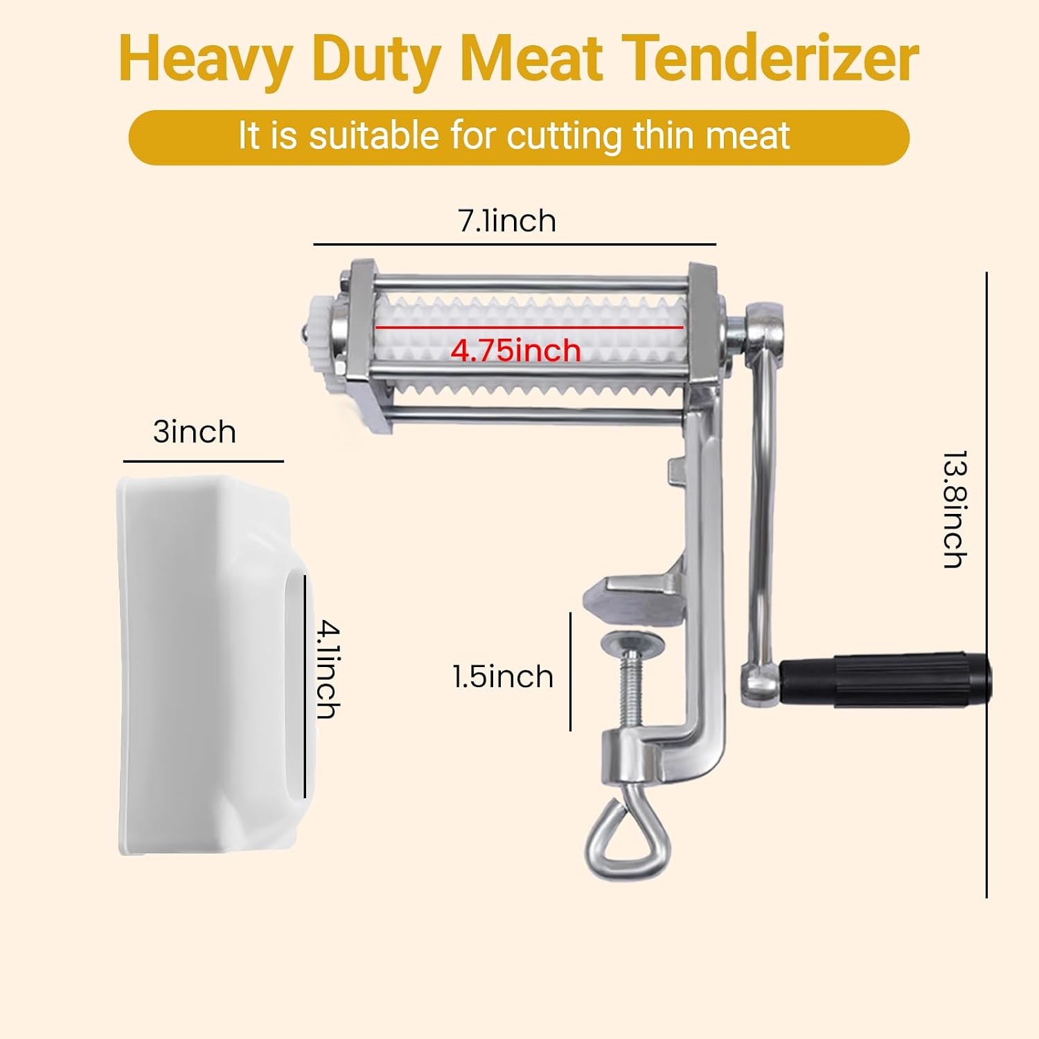 Manual Meat Tenderizer Cuber, Heavy Duty Steak Flatten with 4.75" Wide Feed