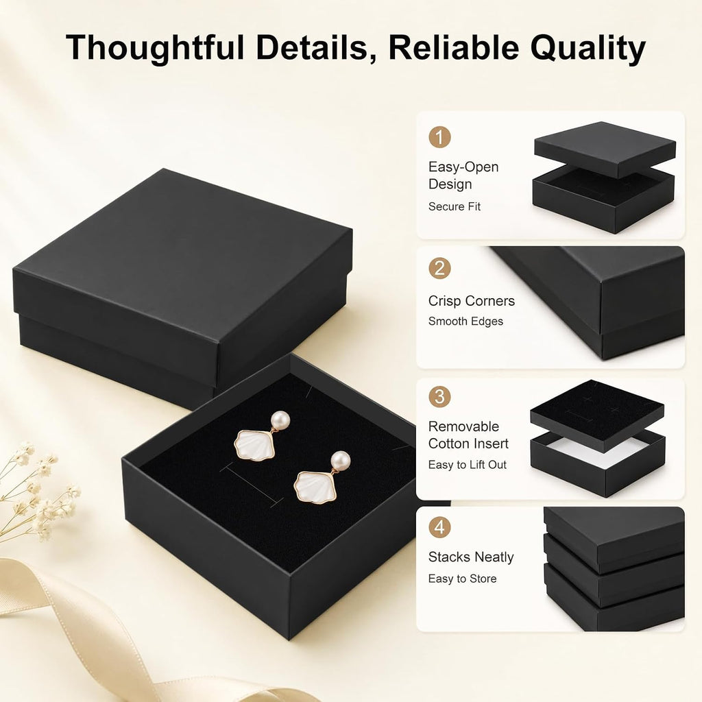 Jewelry Gift Boxes, 40 Pack 3.5x3.5x1 Inch, Black