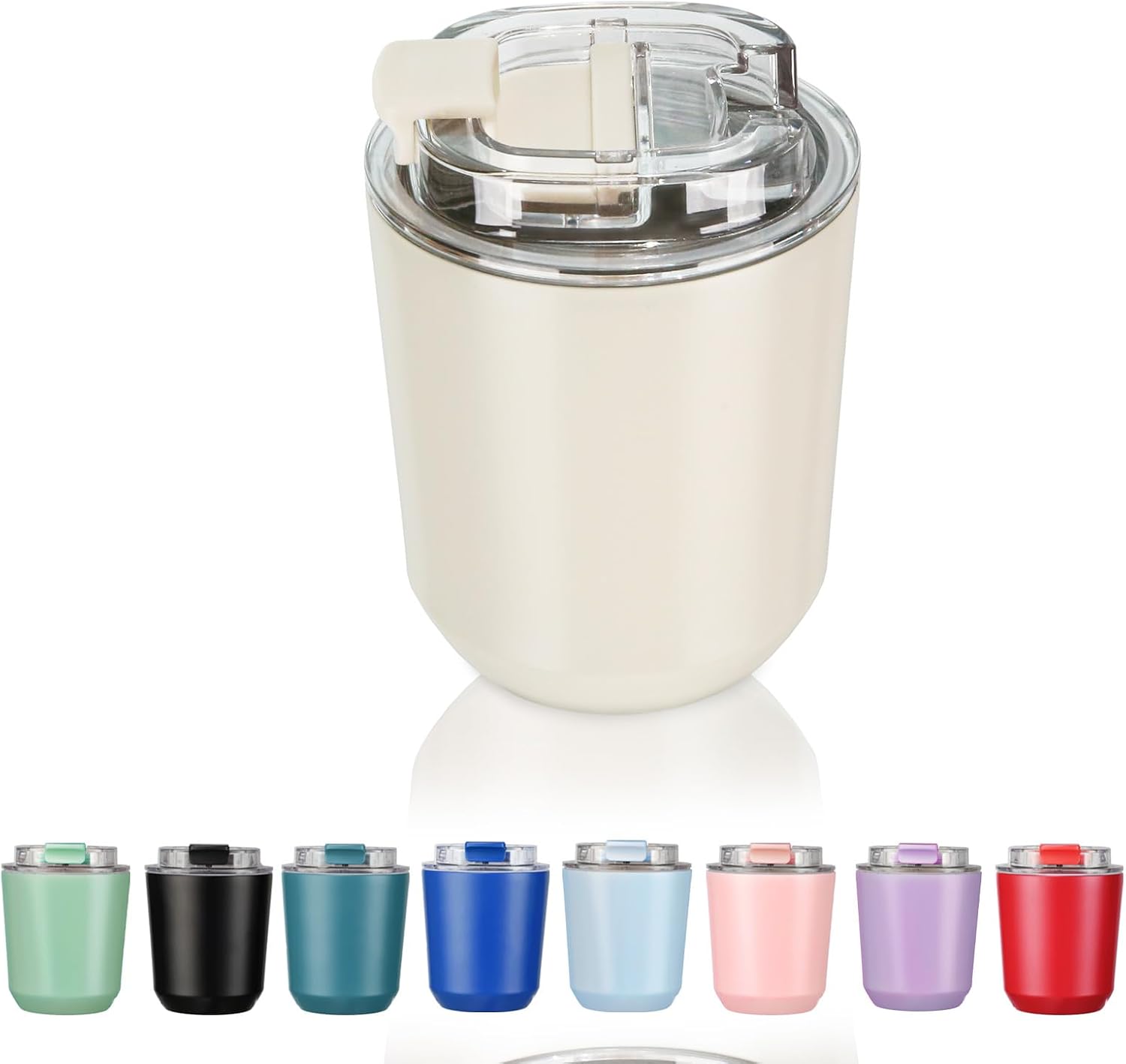 Insulated Tumblers with Lid, 10 oz Travel Coffee Mug Stainless Steel Vacuum Cup, Leak Proof Reusable Double Walled
