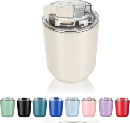 Insulated Tumblers with Lid, 10 oz Travel Coffee Mug Stainless Steel Vacuum Cup, Leak Proof Reusable Double Walled