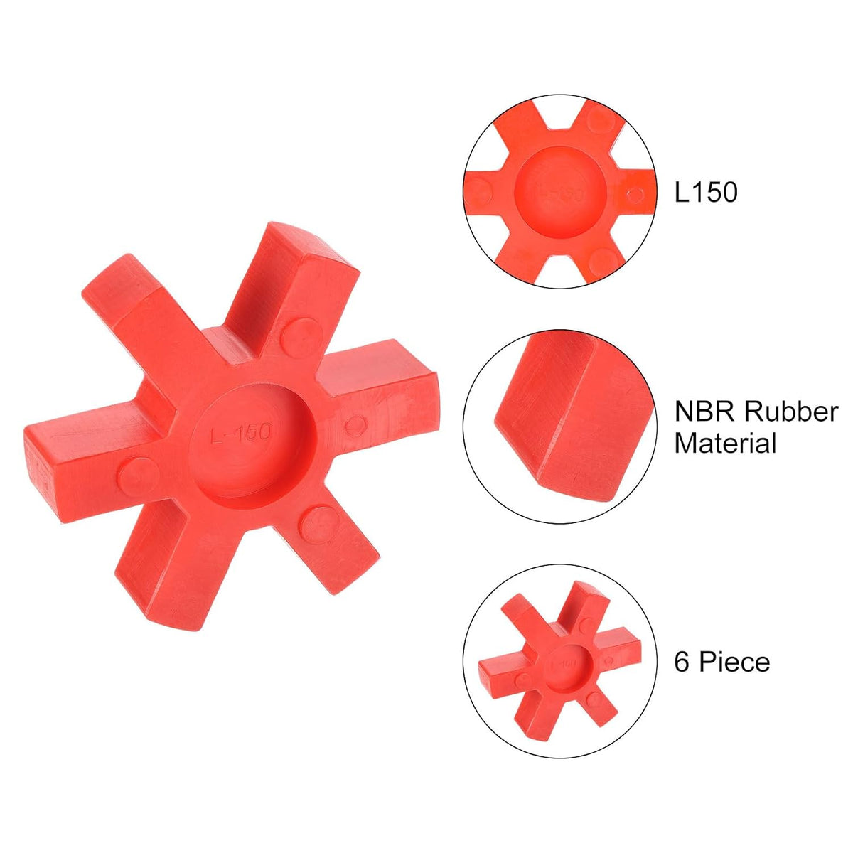 uxcell 6pcs L150 Jaw Coupling Insert, Urethane Flexible Solid Type Jaw Coupling Center Insert for L Jaw Coupling L-Jaw Coupler Set, Red