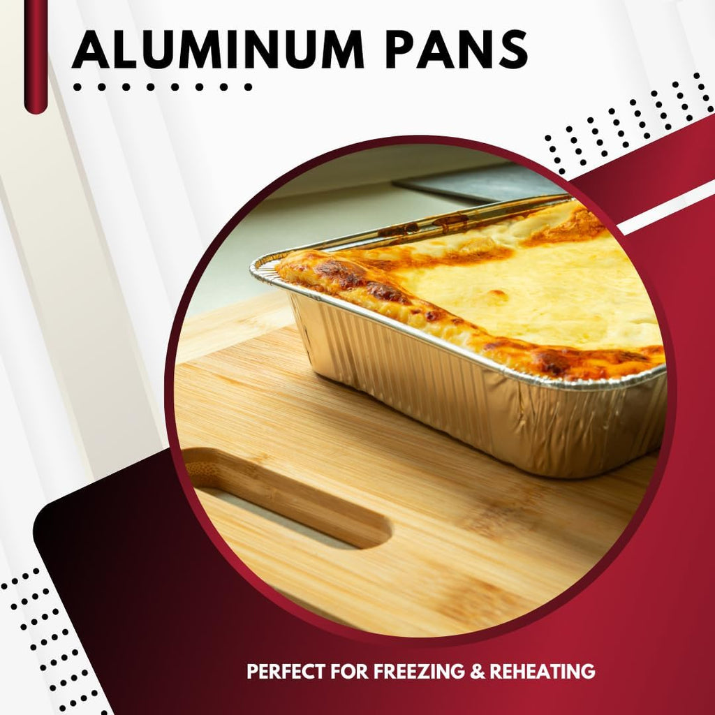 Disposable Aluminum Steam Table Foil Pans No Lids For Cooking, Baking, 10 Pack