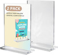 Acrylic Sign Holder 2 Pcs Double Sided Acrylic Stands 6 x 8 in Vertical Clear Display Sign Stand Store Sign Holder
