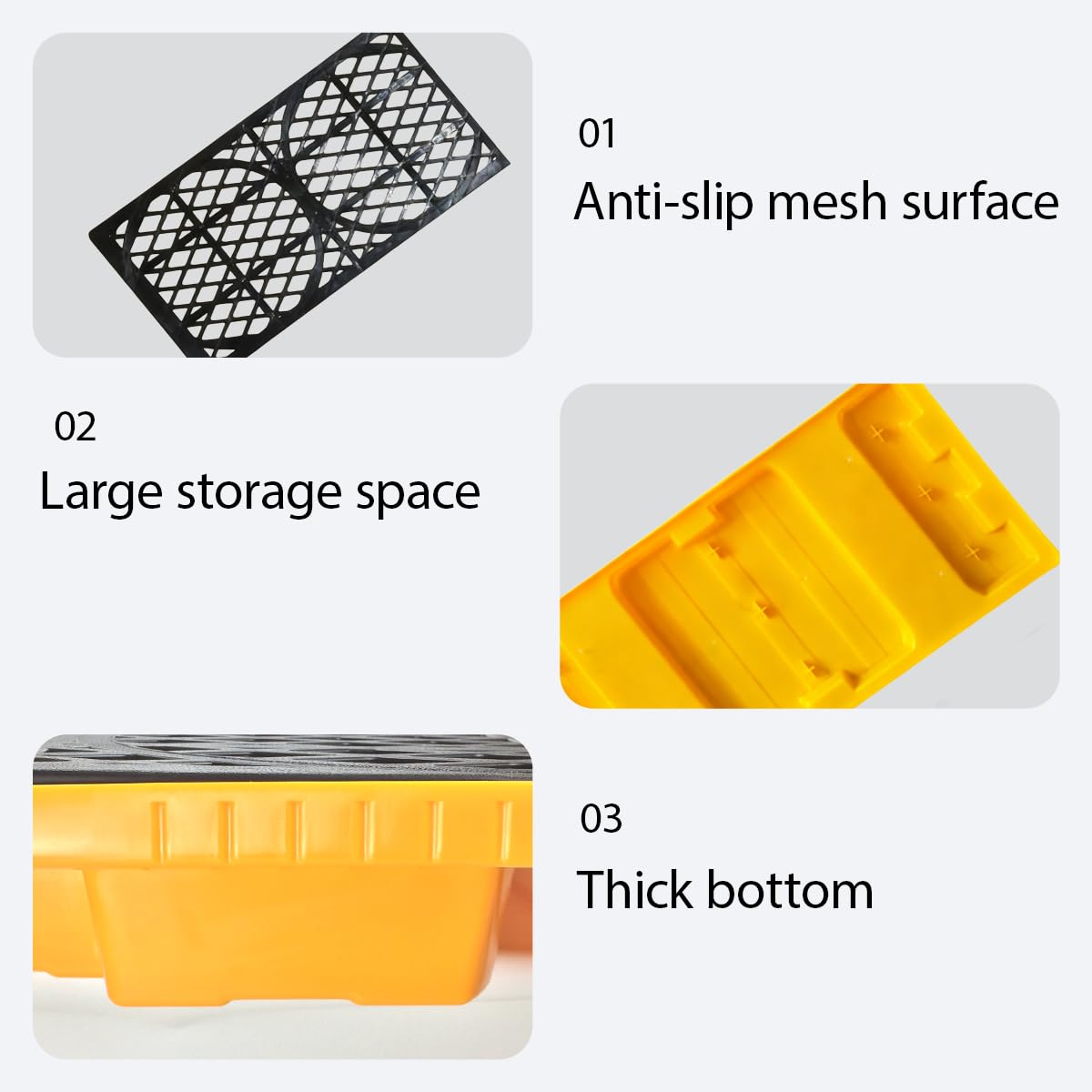 2Pcs 2-Drum Modular Platform Spill Containment Trays,48x24x4 Inch