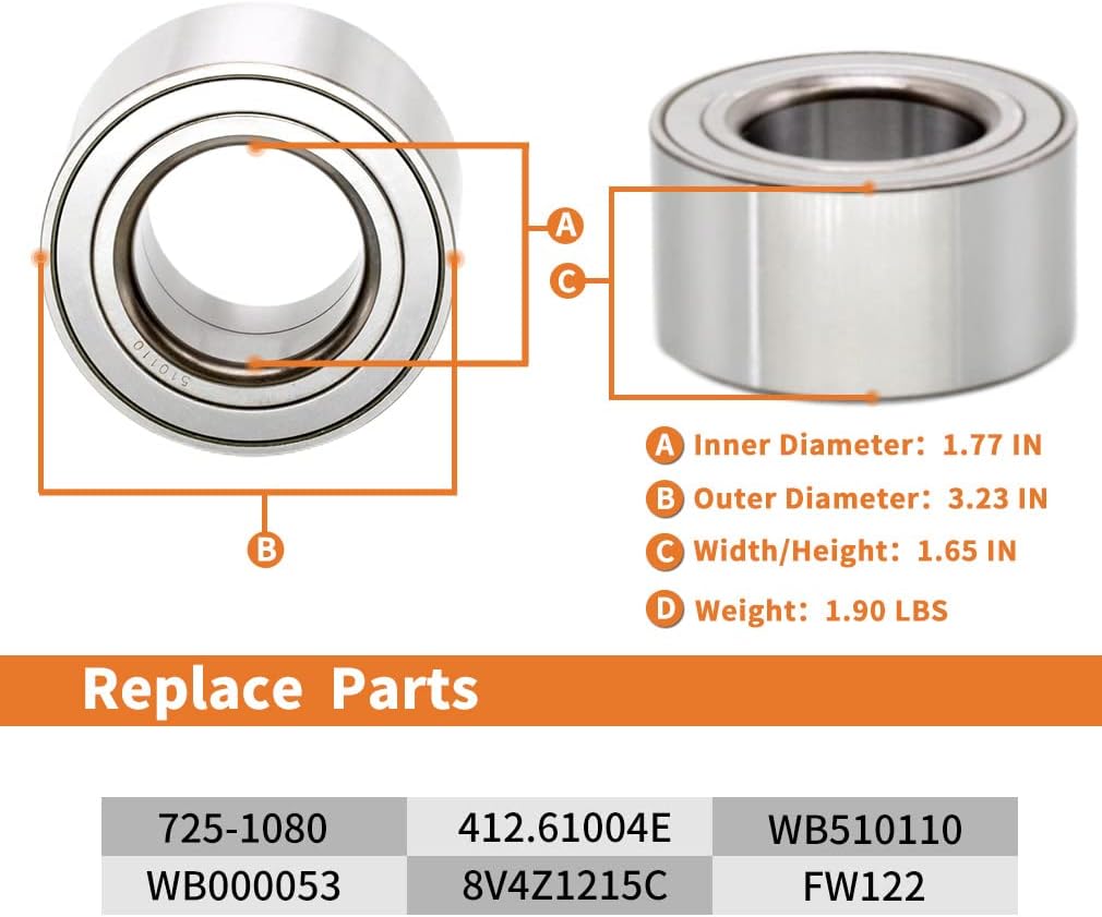510110 Front Wheel Bearing Hub Replacement for Ford C-Max 13-18, Escape 13-18, Focus 12-18, Transit Connect 14-18, Lincoln MKC 15-18, fits Driver or Passenger Side with ABS