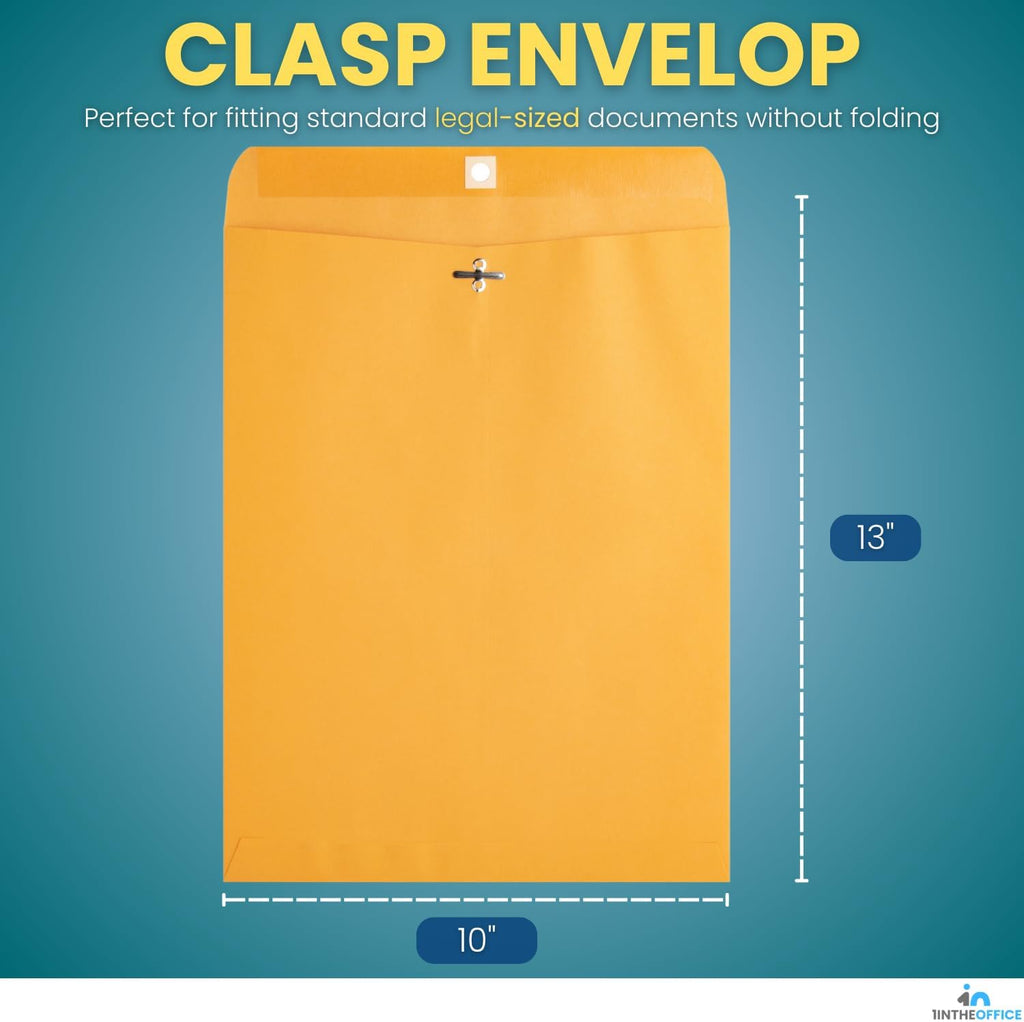 Clasp Envelopes, Brown Manilla Envelopes with Clasp, Gummed Flaps (10x13)