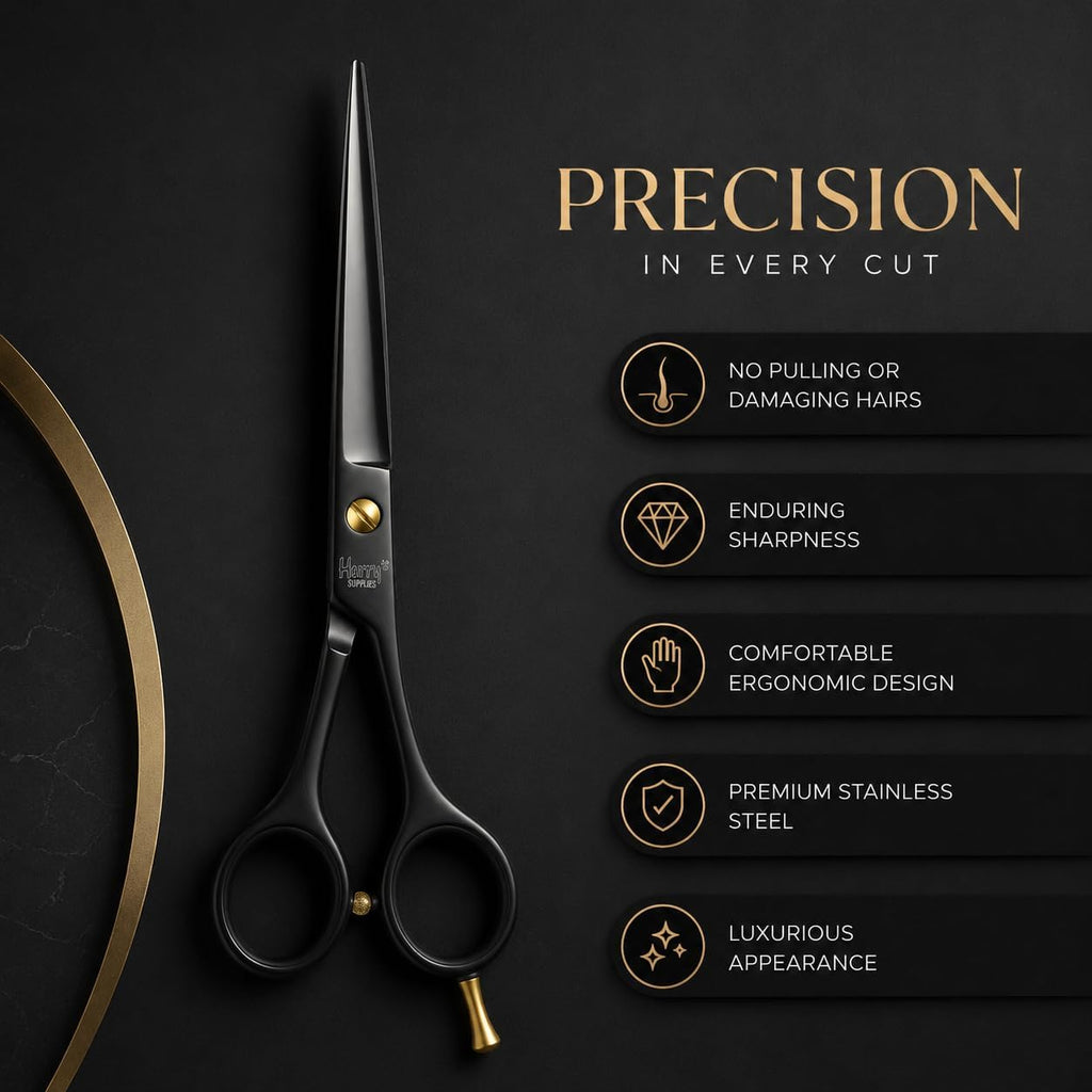 Hair Cutting Scissors Shears Razor Edge Kit – Harry’s Supplies 7” Professional Barber Shears with Thinning Shears