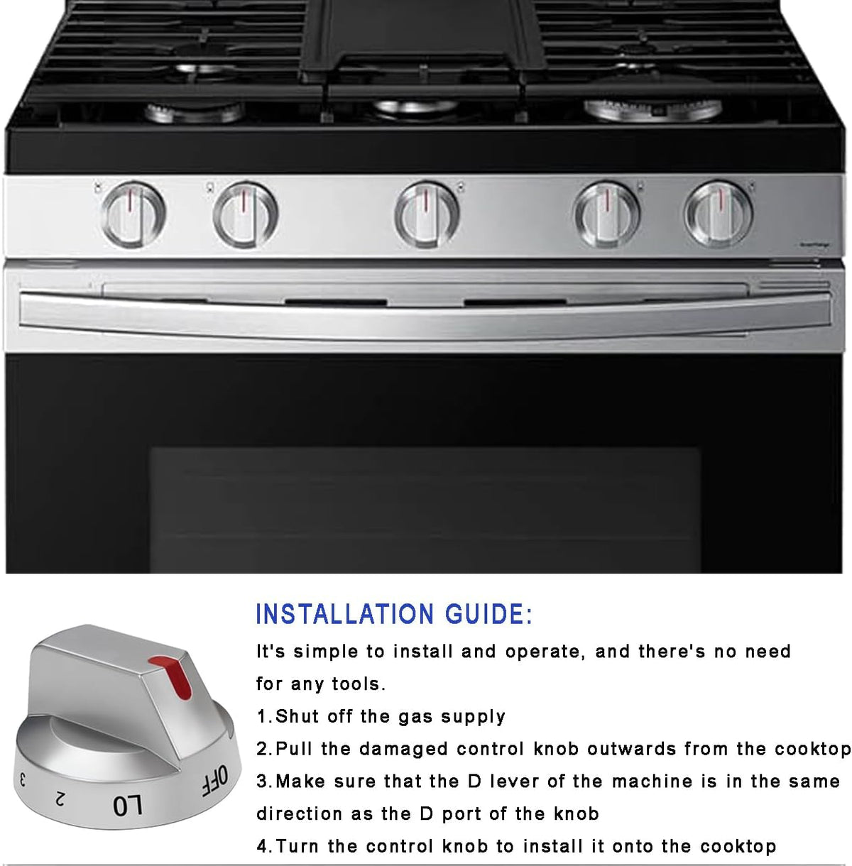 DG94-03950 Stove Knobs for Samsung Gas & Electric Range Stoves/Ovens,5 Pack