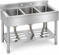 3 Compartment Utility Sink, 39 x 19 x 33 Inch Stainless Steel