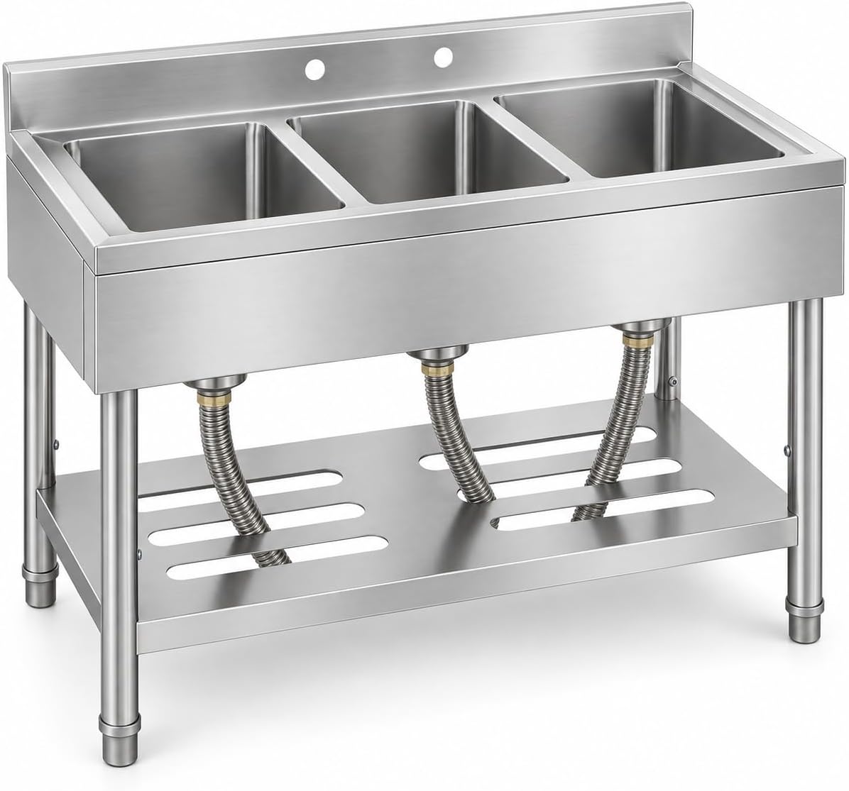 3 Compartment Utility Sink, 39 x 19 x 33 Inch Stainless Steel