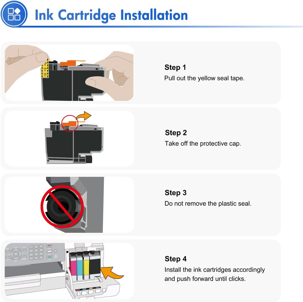 LC406 LC406XL Ink Cartridges for Brother Printer MFC-J4335DW MFC-J5855DW | Compatible for LC 406XL 406 XL for Brother