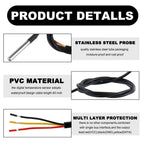 BOJACK DS18B20 1M Temperature Sensor Probe Stainless Steel(Pack of 2）