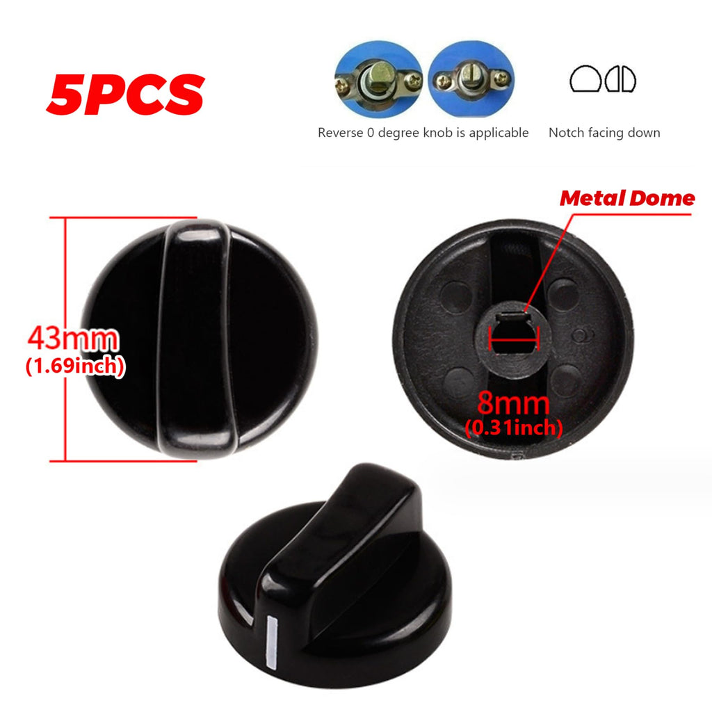 Stove Knobs 5PCS Antiflaming Replacement Black Cooker Knobs for Home Kitchen Restaurant Stove Accessories Replacements