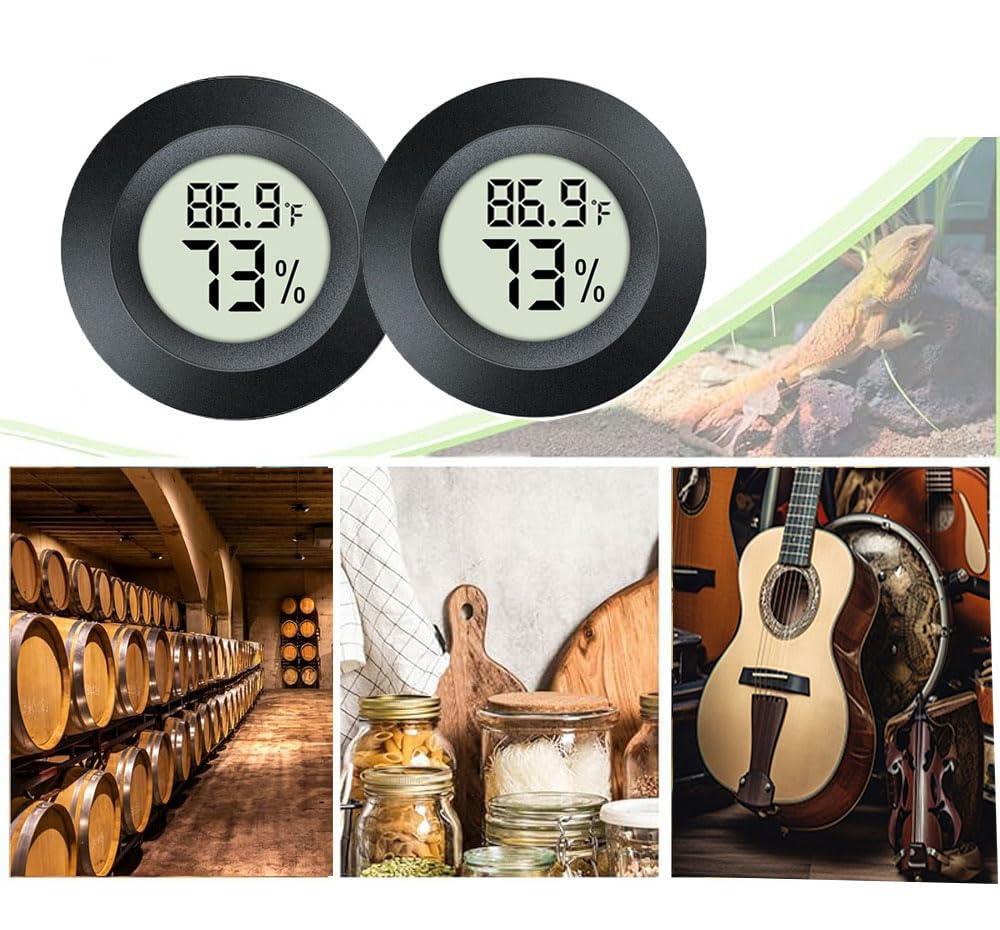 2 Pack Hygrometer Thermometer Digital Humidity Meter Indoor/Outdoor Humidity Monitor Reptile Thermo-Hygrometer for