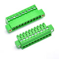 2 Set 10 Pin 3.81mm Pitch Pluggable Terminal Block with Screw Locking Flange, Male Plug and Female Socket Phoenix Type Connector - 8A, 300V, 16-28AWG
