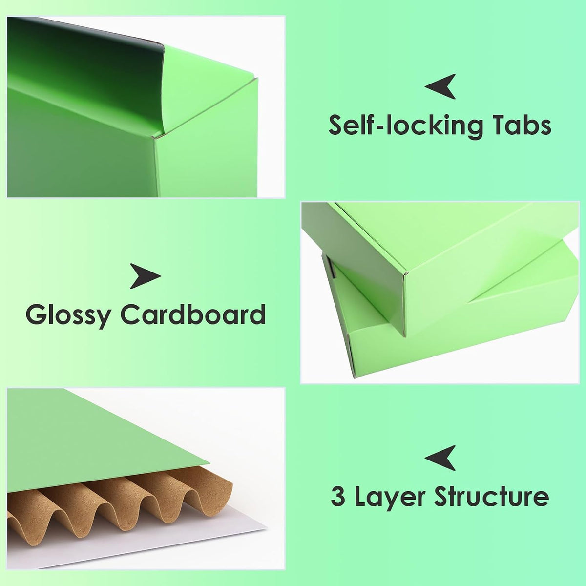 20 Pack 12x9x4 in Cardboard Shipping Boxes, Light Green Gift Box