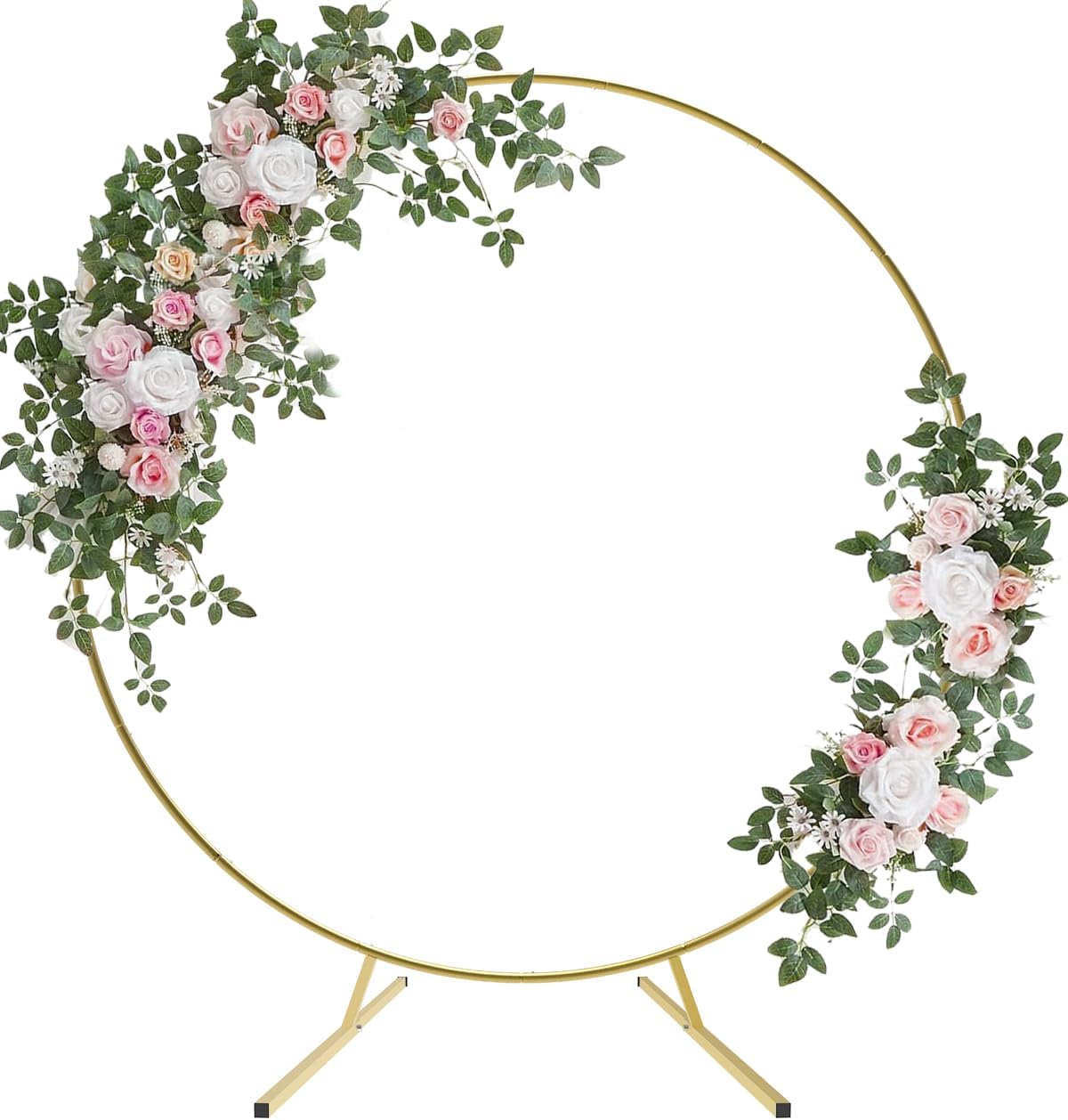 7.4FT Round Backdrop Stand with Two Water Bags for Party, Gold