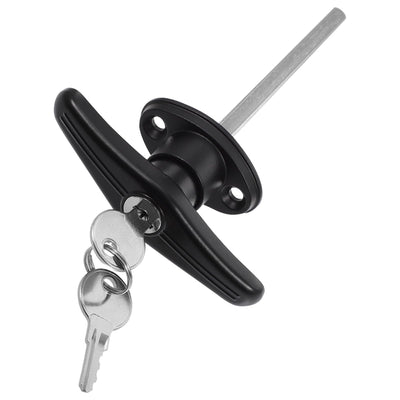Keyed T-Handle Garage Door Lock Kit Long Shaft Locking T Handle for Shed Door Barn Playhouse Outdoor Storage Includes