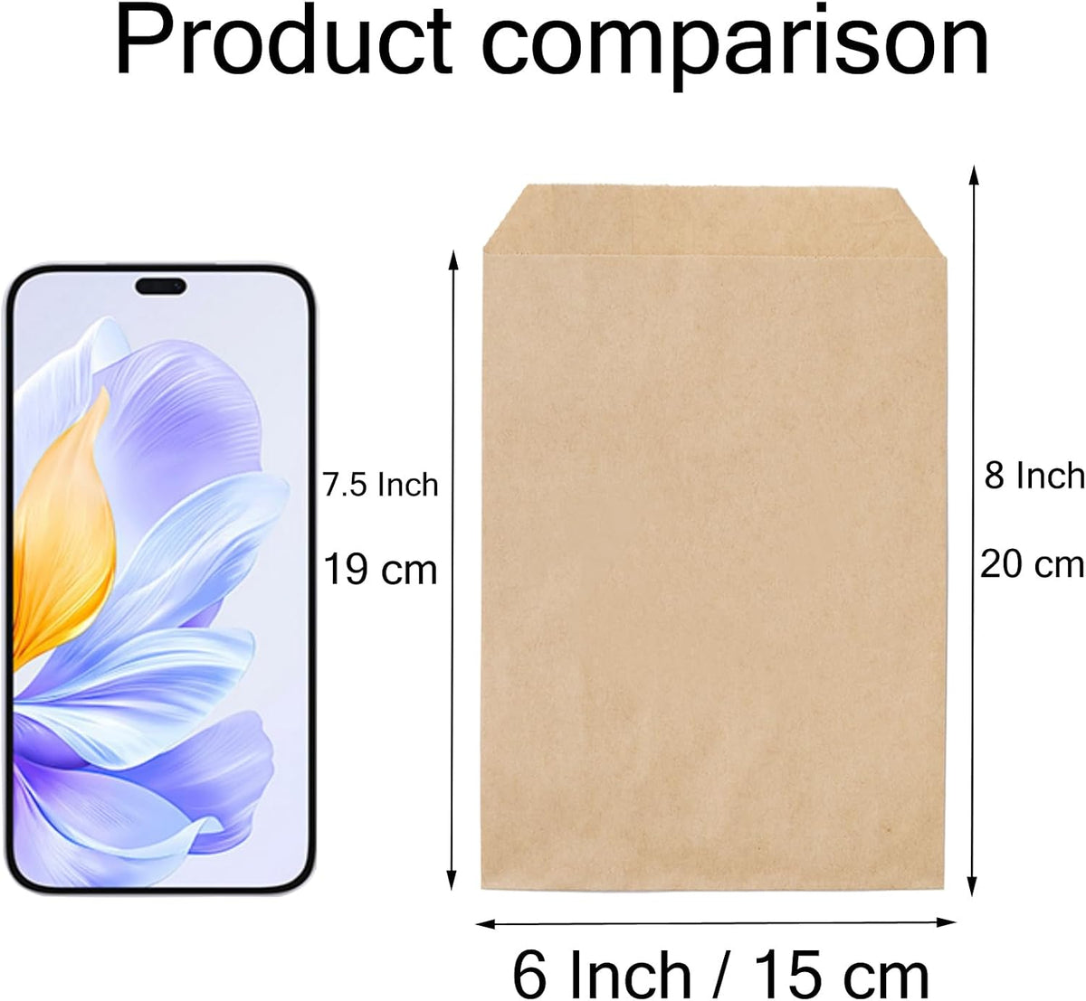 100 Pcs 6x8 Inches Brown Kraft Paper Bags Flat Envelopes Merchandise Treat Bag for Party