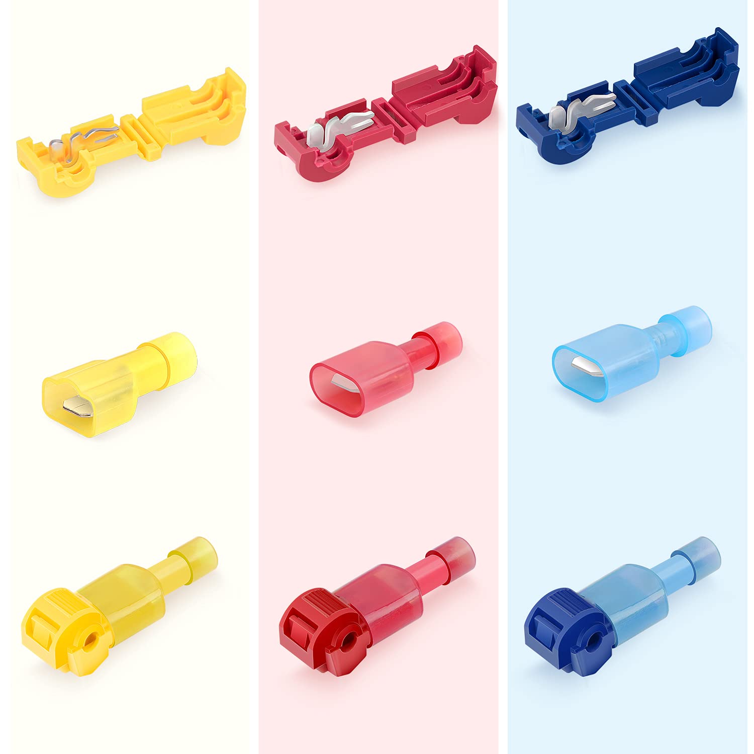 50004R 120 Pcs/60 Pairs Quick Splice Wire Terminals T-Tap Self-stripping with Nylon Fully Insulated Male Quick