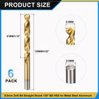 PATIKIL 9.5mm Drill Bit Jobber Straight Shank M2 TiN Coated 6Pcs