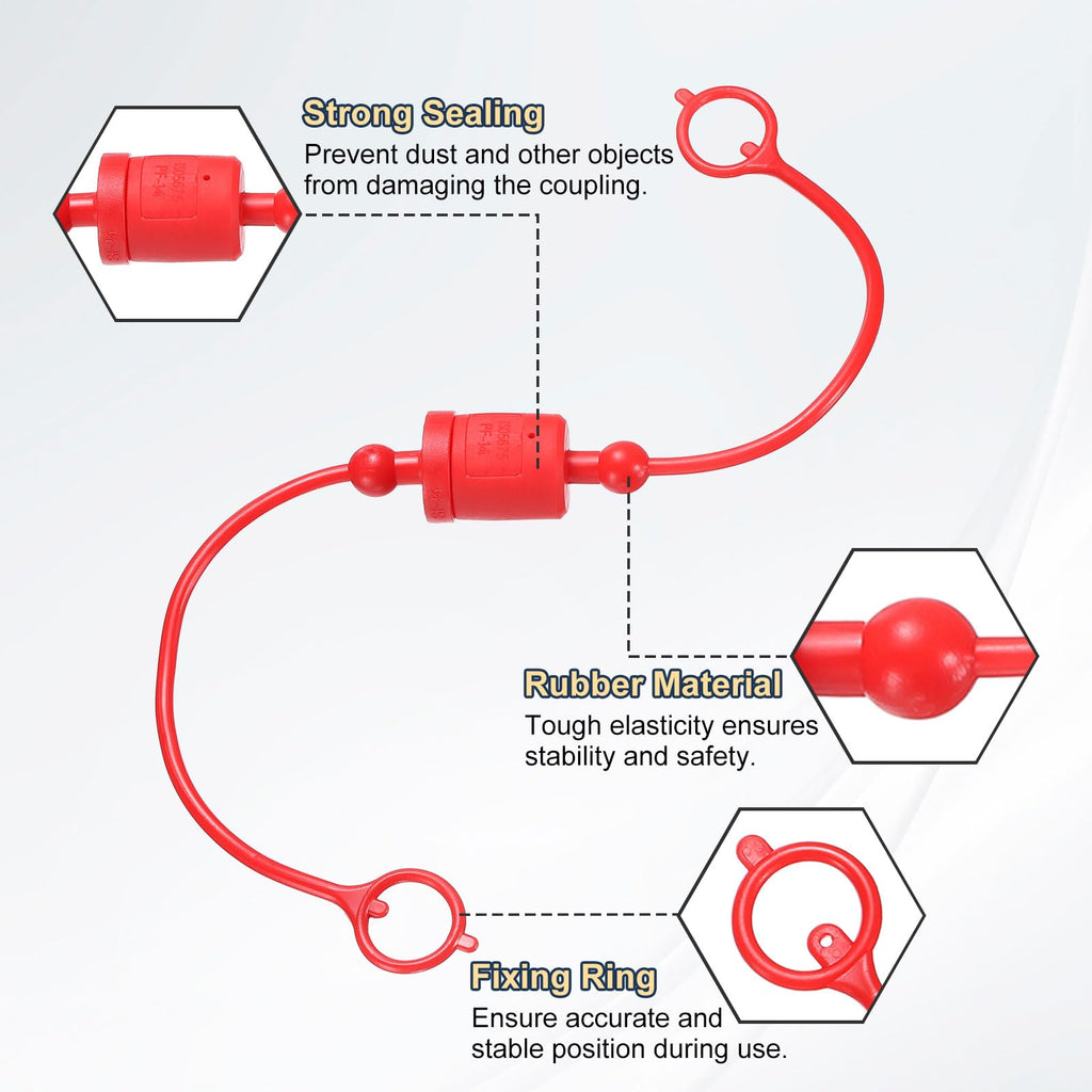 HARFINGTON 4Sets 1/4 Hydraulic Dust Cap, ISO5675 Male Dust Cap, Red