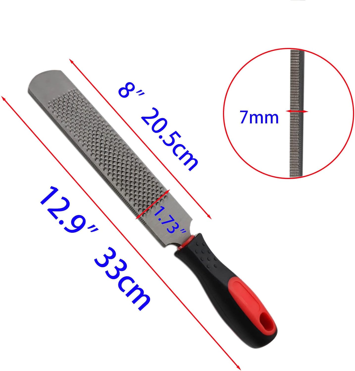 12 Inch Hoof Rasp, Horseshoe File with Rubber Handle, Carbon Steel Farrier File Tool, Suitable for
