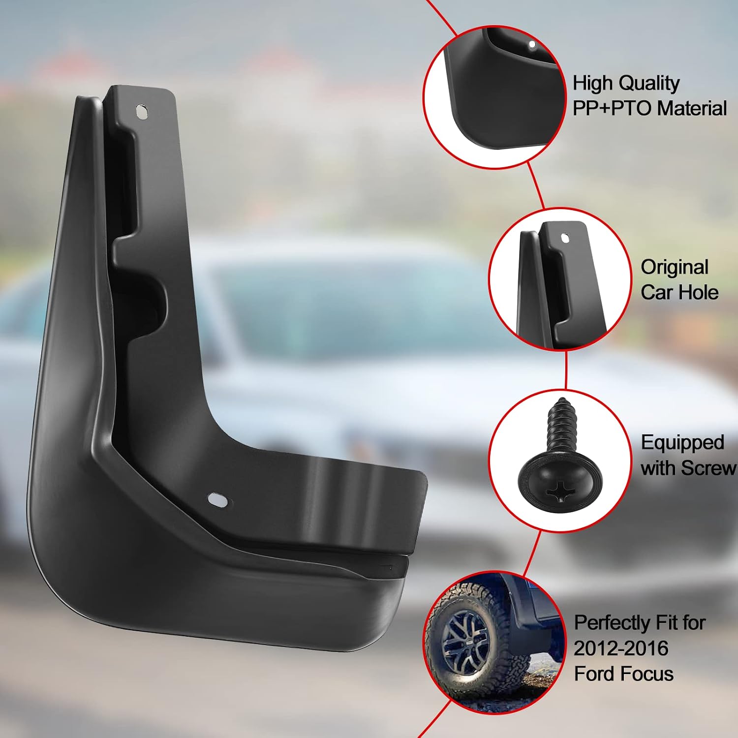 Mud Flaps Splash Guards 4PCS Front & Rear Side Mud Guards Compatible with Ford Focus 2012-2016 Without OEM Fender Flares