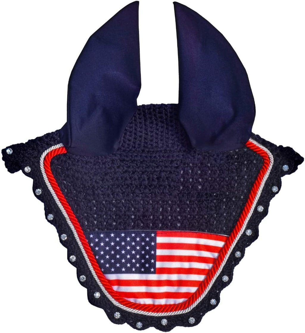 American Flag All Purpose English Saddle Pad, Handmade Jumping Saddle Pad, Fly Bonnet,Fly Veil