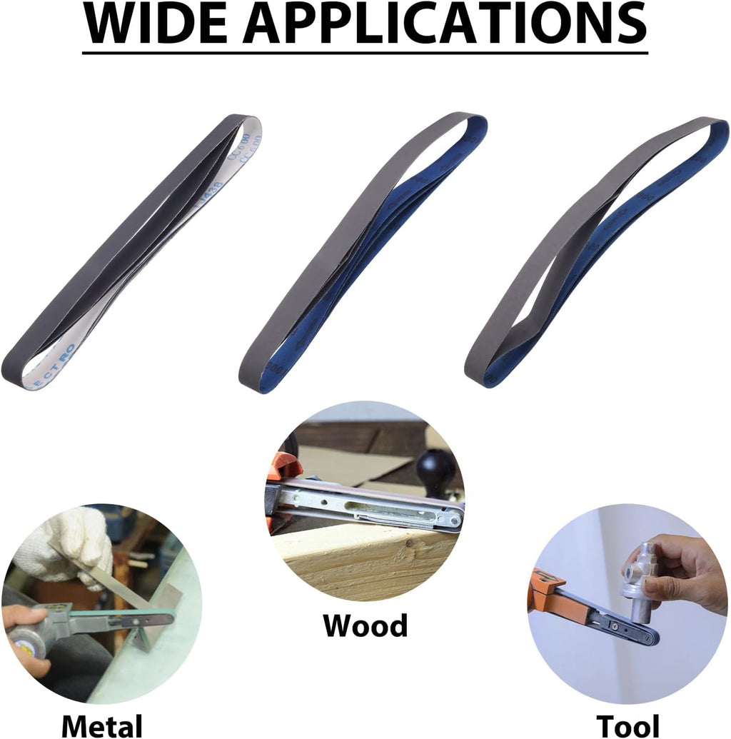 1 x 42 Inch Silicon Carbide Sanding Belts for Knife Sharpening, 15 Pack